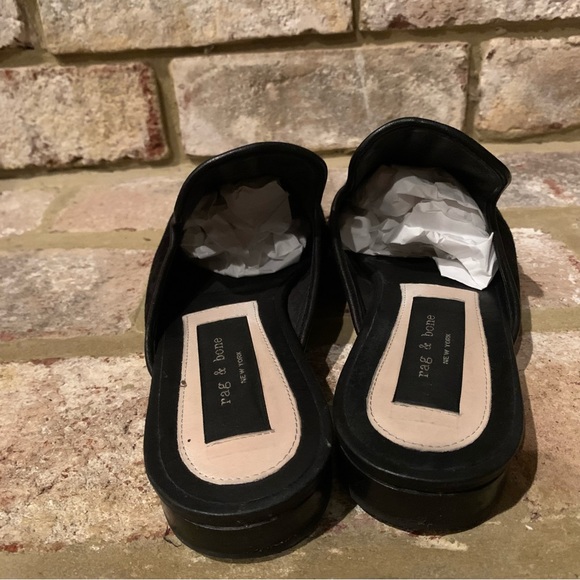 rag & bone | Savoy Black Suede Leather Loafer Mules - Picture 7 of 13
